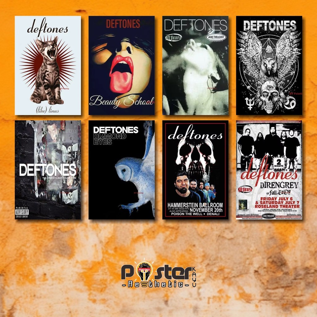Poster kayu aesthetic retro band deftones vintage Hiasan Dinding kamar cowok poster album music