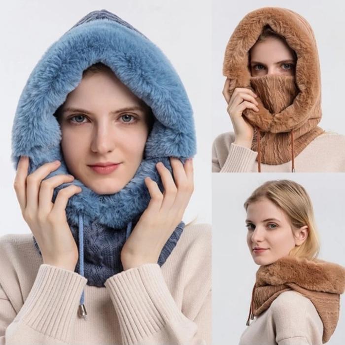 TOPI KUPLUK SYAL MUSIM DINGIN WANITA TOPI WINTER SALJU CEWEK 01 - Pink