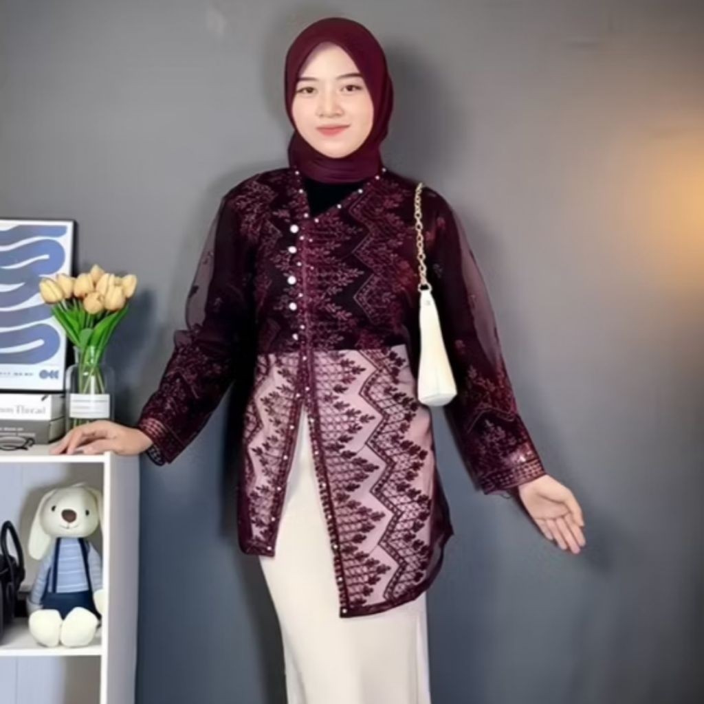 Outer Jasmine Brokat modern Sapto Full Payet  Outer Brokat janggan Kondangan wisuda lebaran