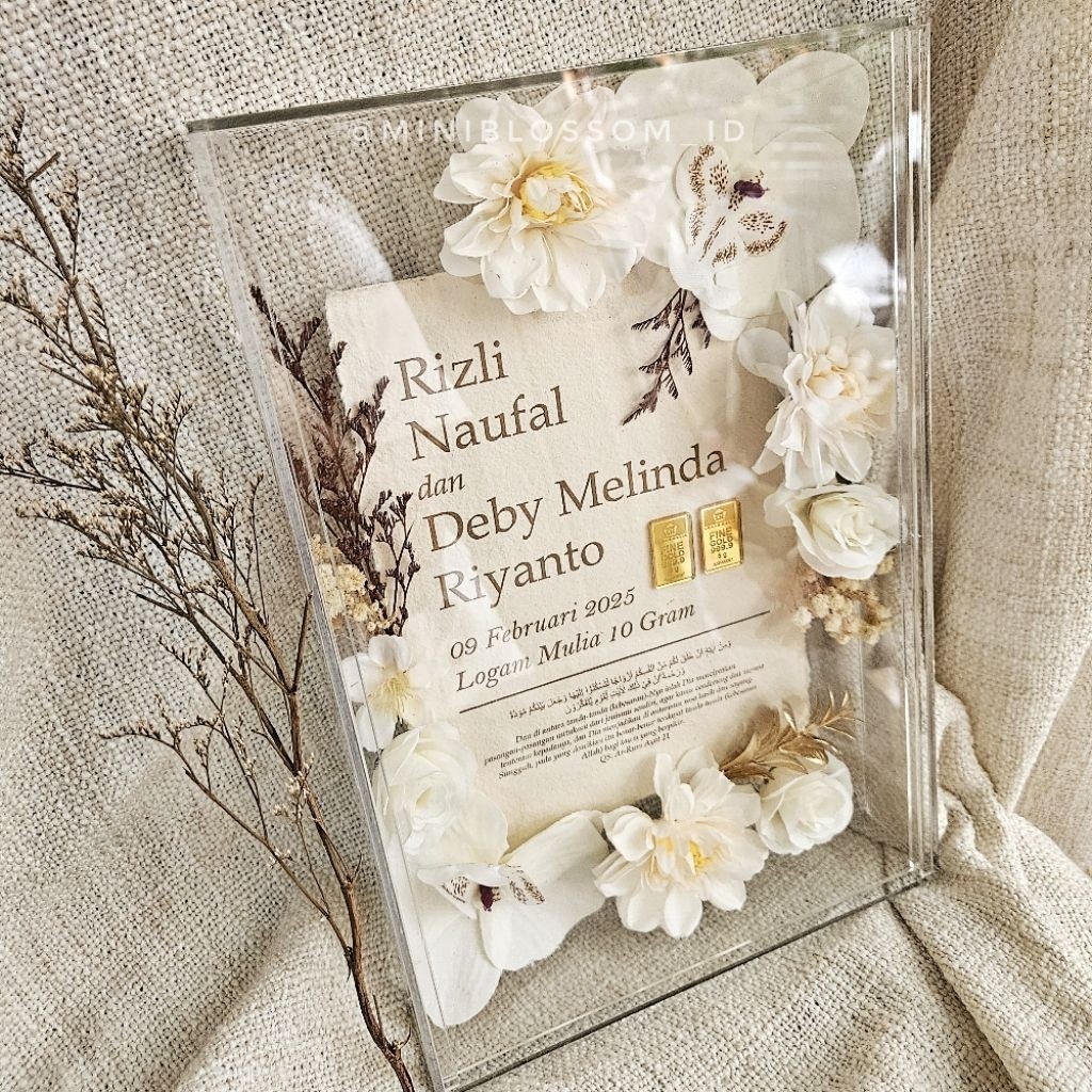 SENJA PUTIH Mahar Akrilik / Frame Akrilik Transparan / Mahar Estetik