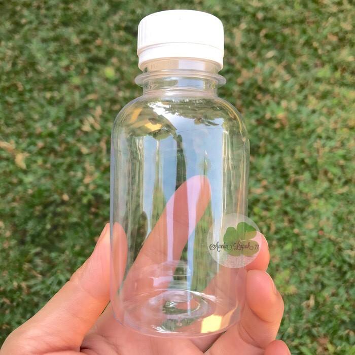 Botol plastik 150 ml 100 pcs botol lucu unik - 100 pcs, Tutup Putih