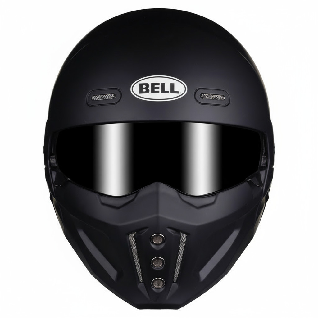 BELL Full-Face Helmet Retro Helmet DOT Certified Motorcycle Full-Coverage Helmet Matte Black