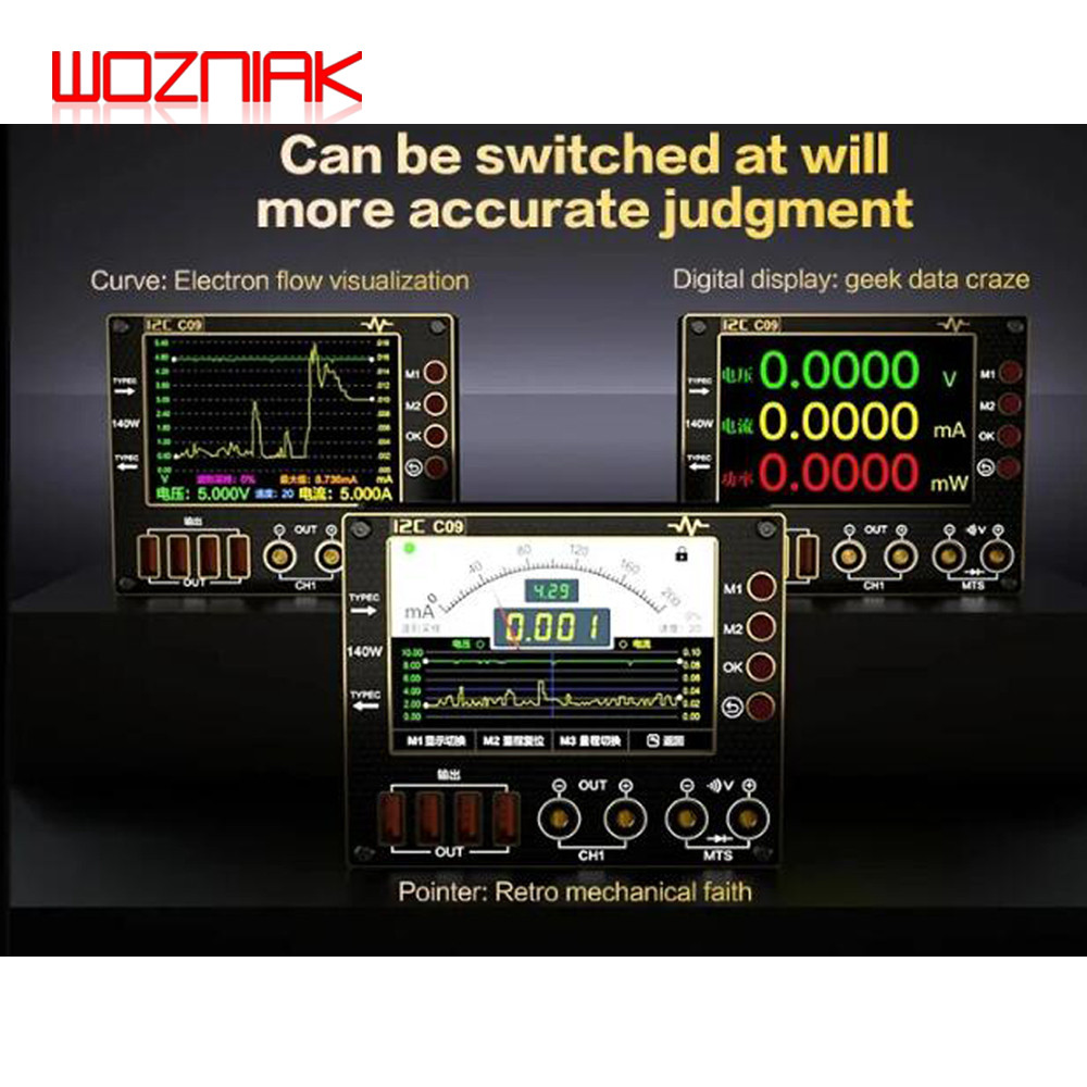 I2C C09 C10 Waveform Ammeter 0-40V Input Dual annel Voltage Current Tester 4 In HD splay Fast ode Sc