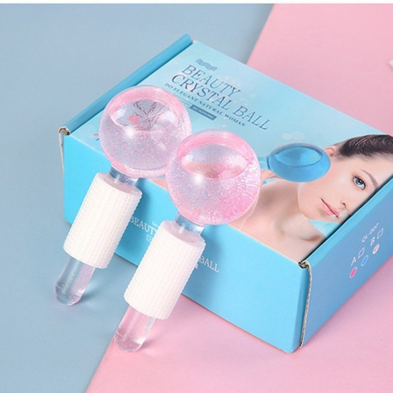 Ice Hockey Beauty Ball Pink Crystal Ice Hockey Ice Therapy Face Massage Glass Ice Ball Beauty Ball