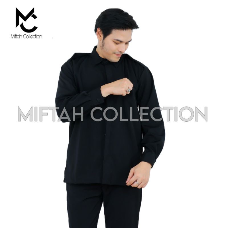 Baju Paspampres Security Lengan Panjang Hitam dengan Saku Bobok - Pria, Safety