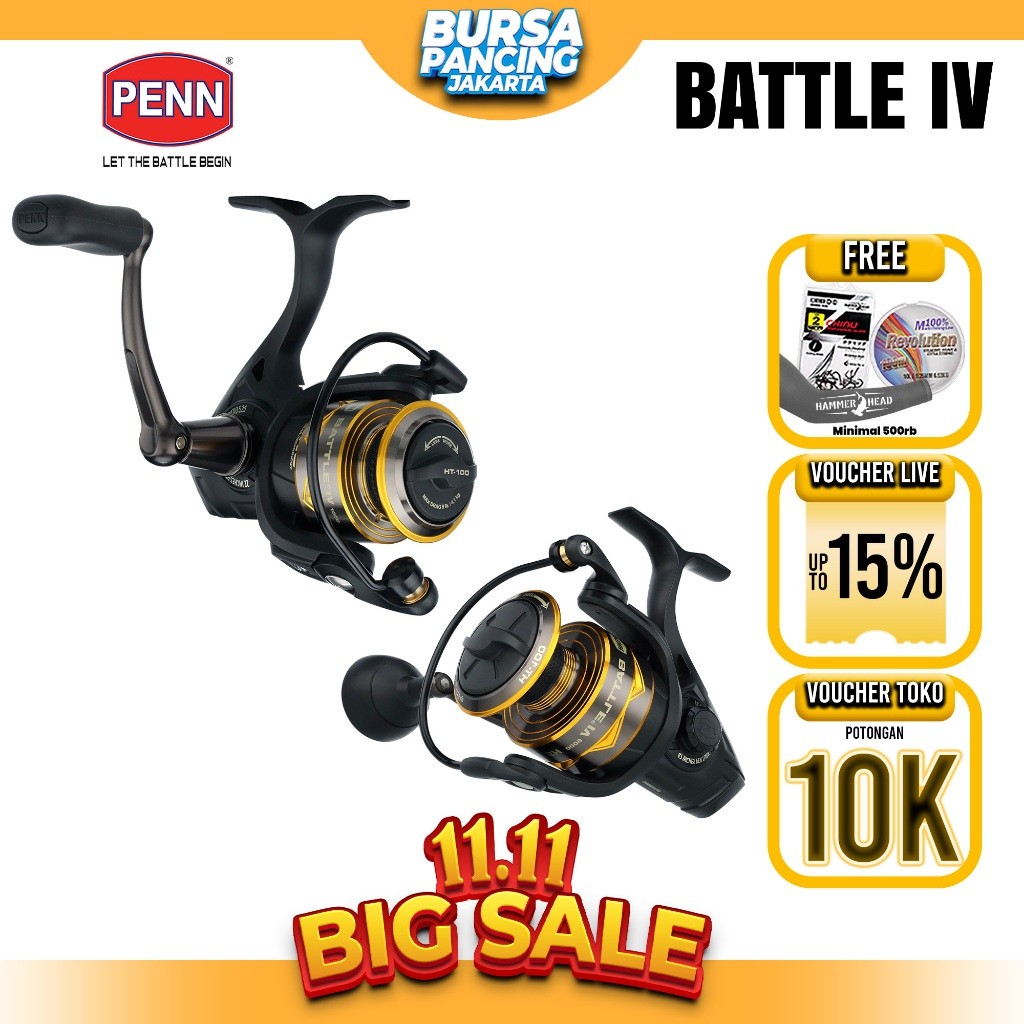 PENN Reel Pancing Spinning BATTLE IV 1000 - 10000 Hydro Armor Full Metal Body Sideplate Saltwater