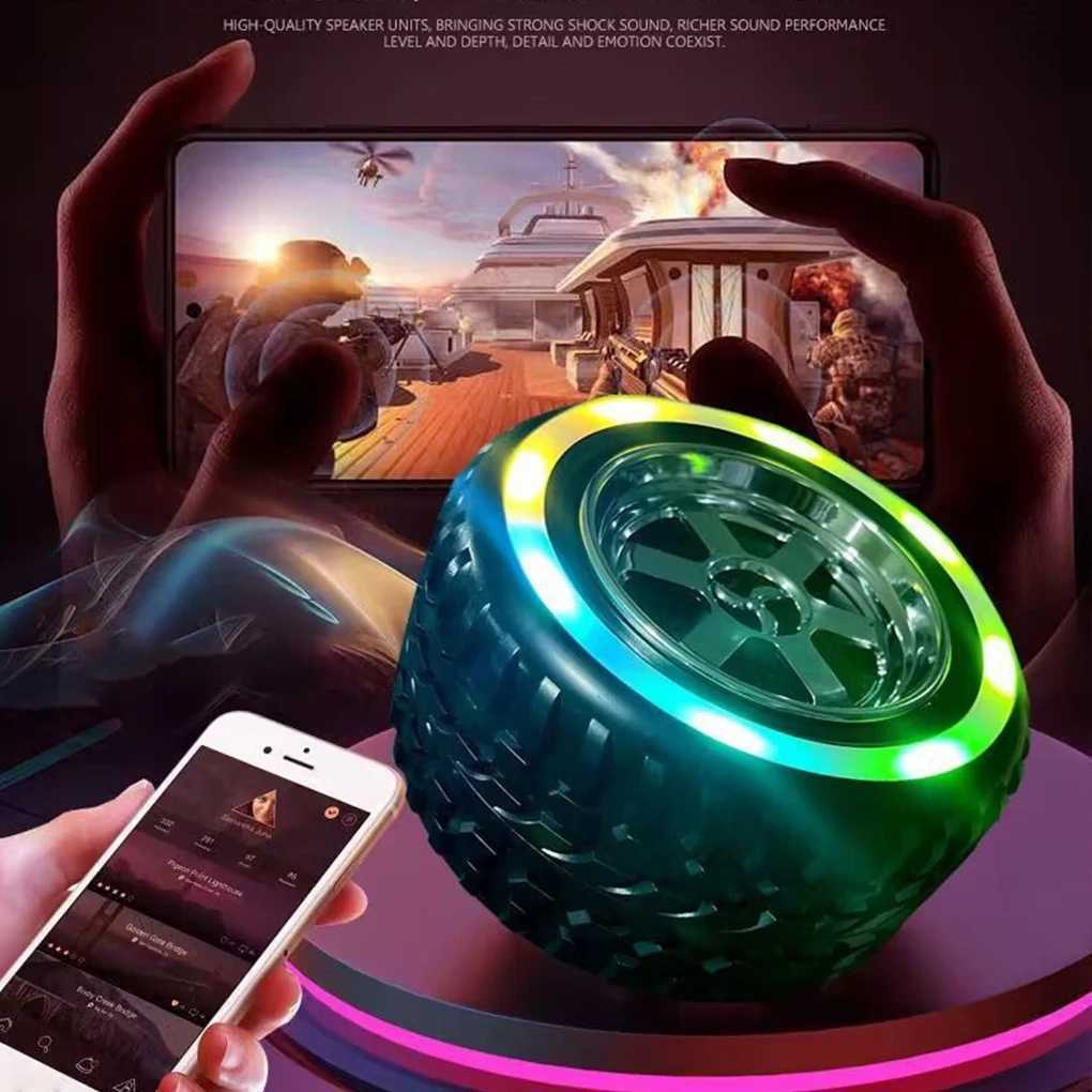 Speaker Bluetooth Portable Mini Desain Ban Mobil 20W RGB | Subwoofer 360°
