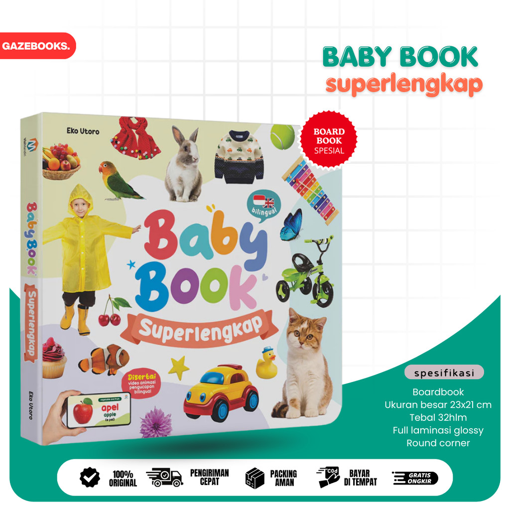 Ziyadbooks - Boardbook Baby Book Superlengkap - Buku Bayi Usia 0+ Tebal Berwarna