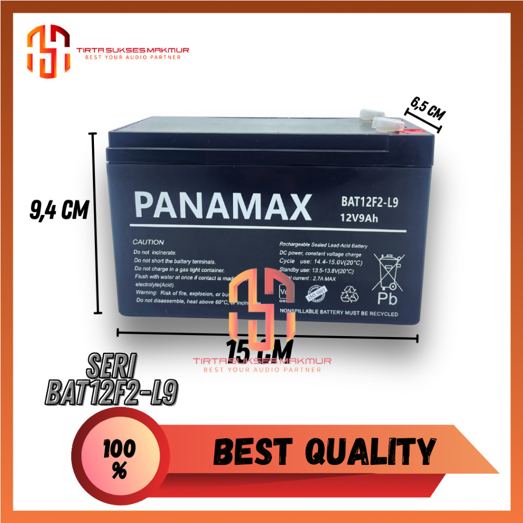 Aki Battery panamax 12V 9ah batre baterai aki kering ups accu kering batre speaker portable sepeda l