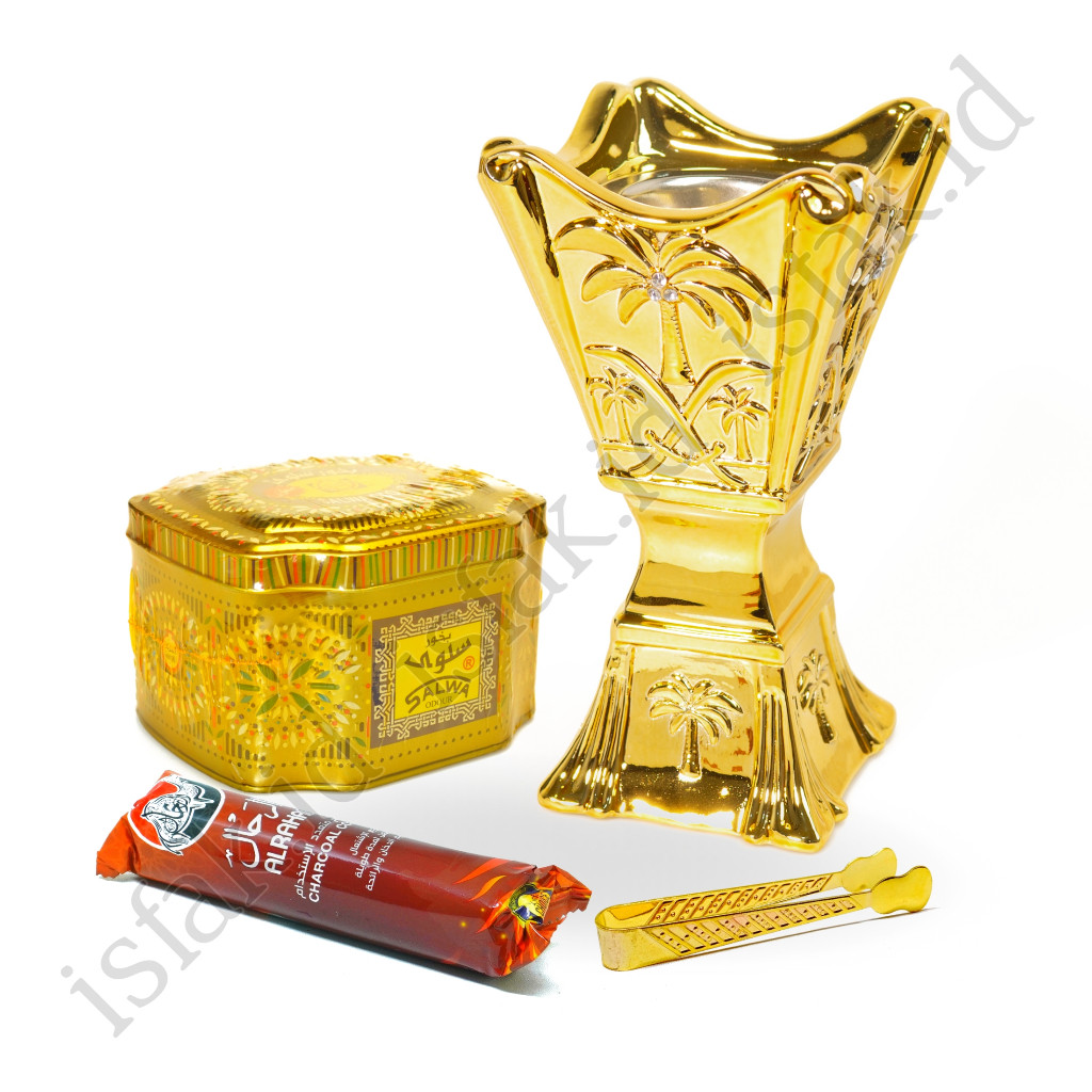 Paket Bukhur Salwa Tempat Dupa Arang Magic Wangi Cendana Menyan Arab Murah