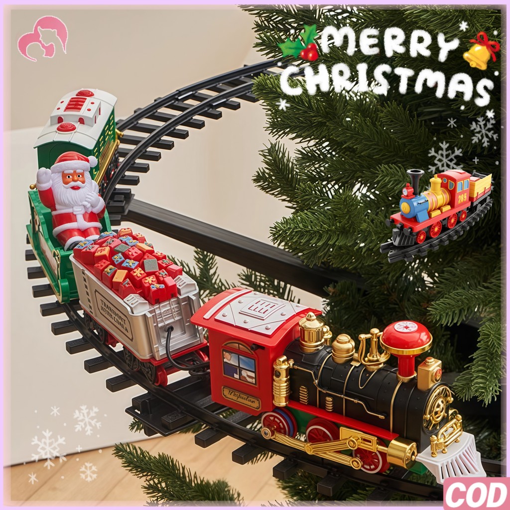Mainan Kereta Rel Listrik  Lampu Dan Musik Mainan Kereta Api Natal Hadiah Natal Anak Mainan Kereta L
