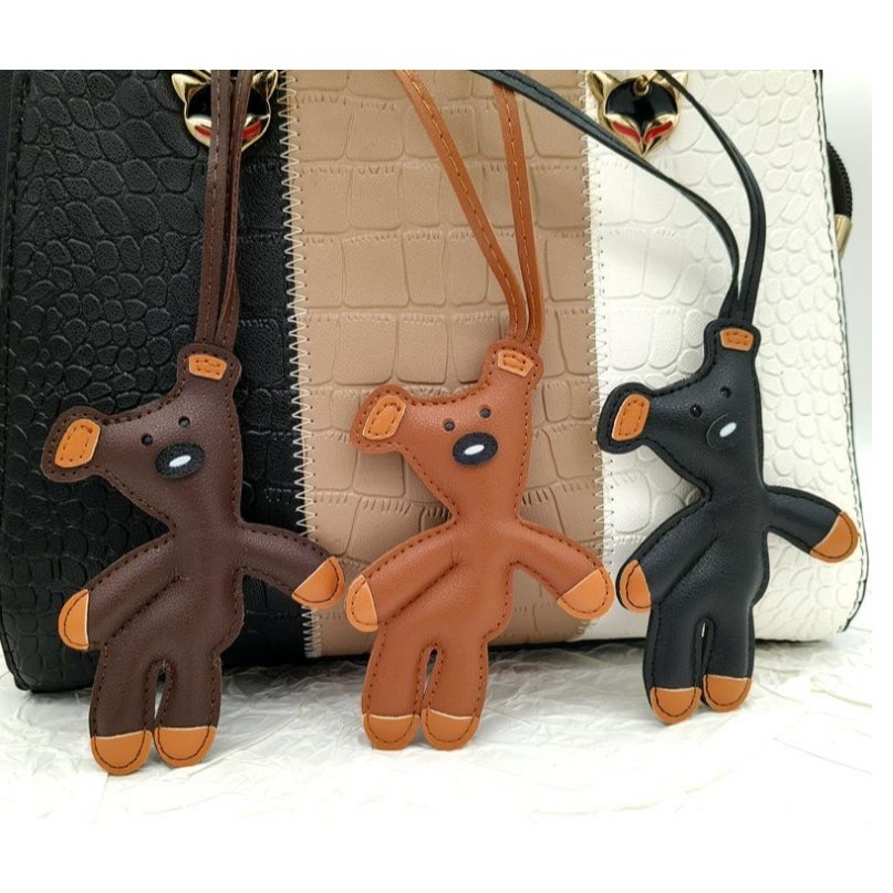 CD13 Teddy Charm Gantungan Tas Bag Kunci Hp Dompet Bear Beruang Kulit Mewah Teddy Mr.Bean