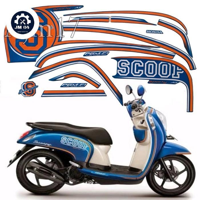 STRIPING/LIST BODY MOTOR HONDA SCOOPY 2014 WARNA BIRU