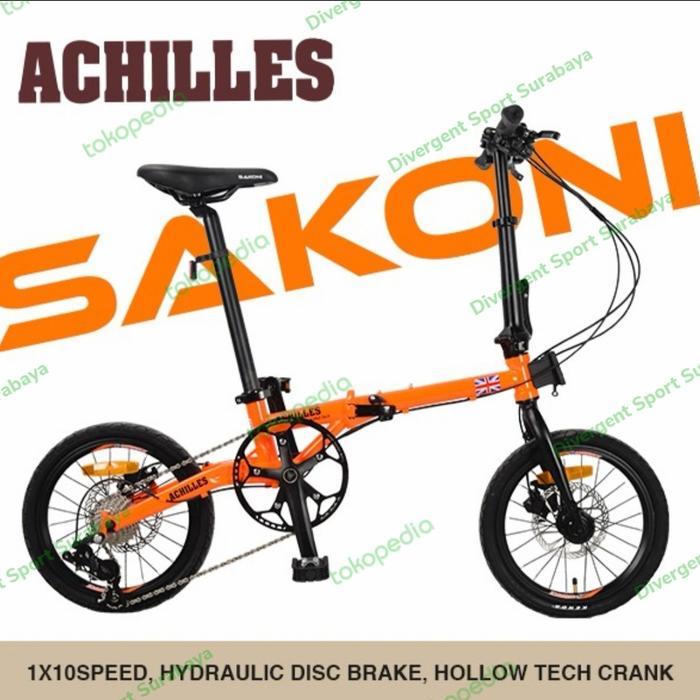 Sepeda Lipat 16 Sakoni Achilles Chromoly 10 Speed Hidrolik Hollowtech