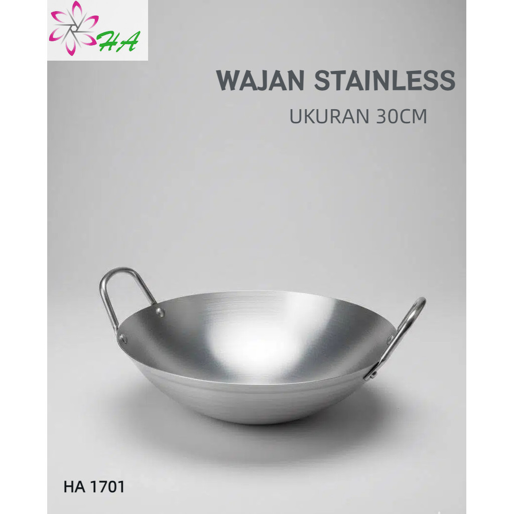 HA Wajan Penggorengan Tebal Full Stainless Steel / Wajan Stainless/Wajan Stainless Anti Lengket