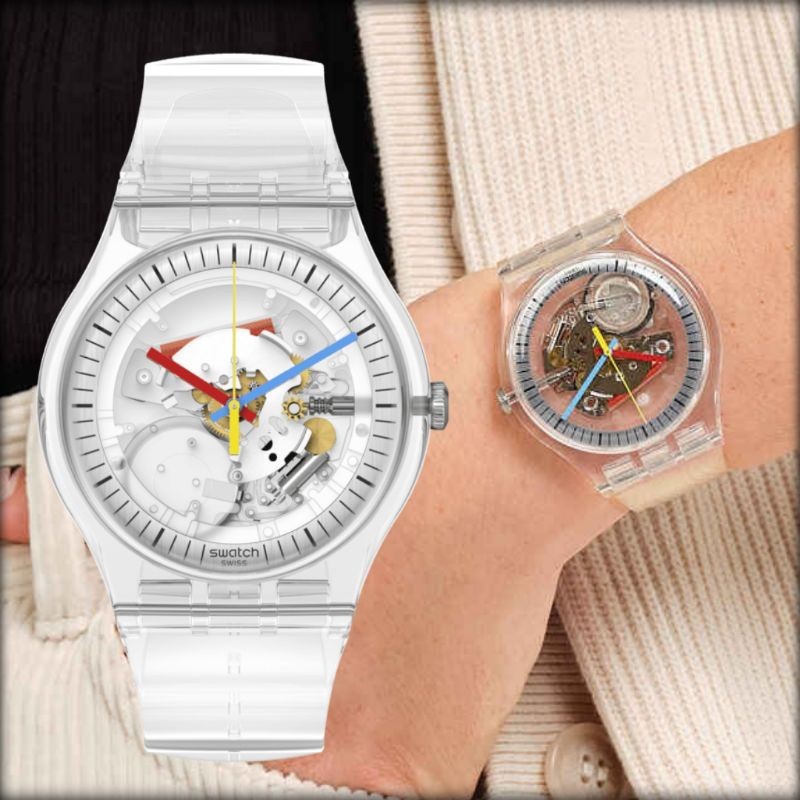 Original 100% SWATCH 41mm SO29K100-S06 CLEARLY NEW GENT Jam Tangan Unisex Garansi Resmi 2 Tahun