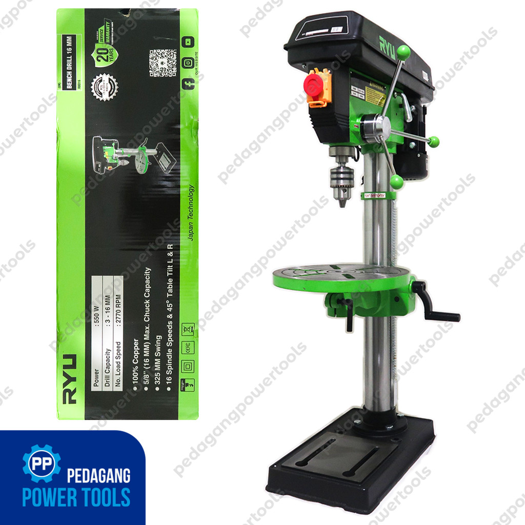 RYU RBD16 MESIN BOR DUDUK 16 MM LISTRIK BENCH DRILL 16MM PRESS TANGAN