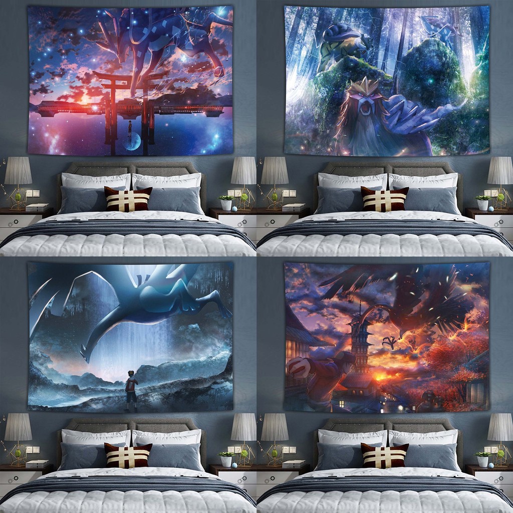 Kain Dinding Anime Jepang Pikachu Mewtwo Mewtwo Kain Gantung Hewan Peliharaan Pokemon Dekorasi Kamar