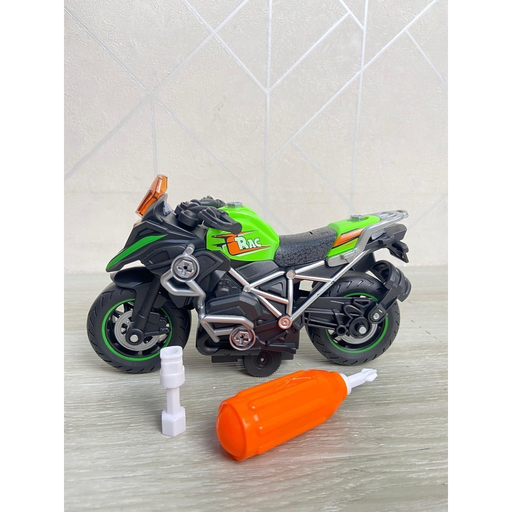 ( BISA COD ) COD Mainan Susun Bongkar Pasang Gratis Obeng Baut Motor Ninja Balap Ukuran Besar Jumbo 