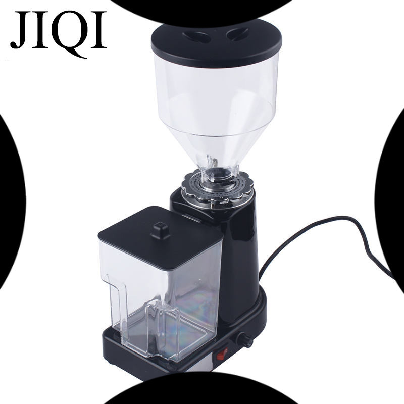 SALE  JIQI Electric Coffee Bean Grinder Thickness Adjustable 500g Capacity stianless steel Sieve Fil