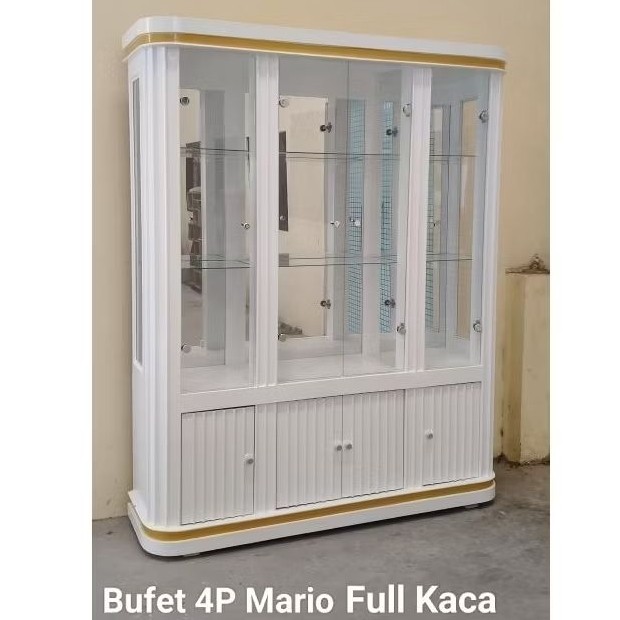Buvet / Bufet Pajangan 4 pintu Mario Full Kaca