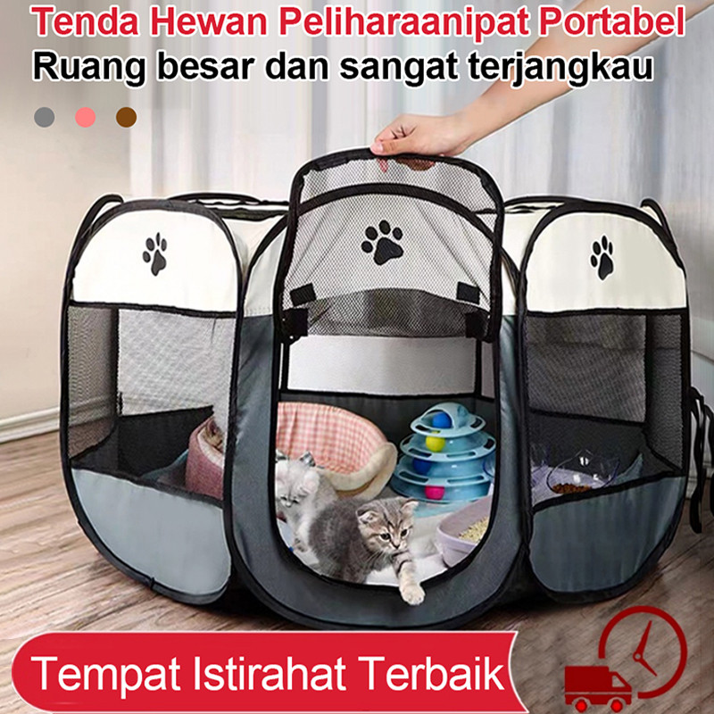 TW - Kandang Kucing Besar Tenda Kucing Kandang Lipat Portable Rumah Kucing