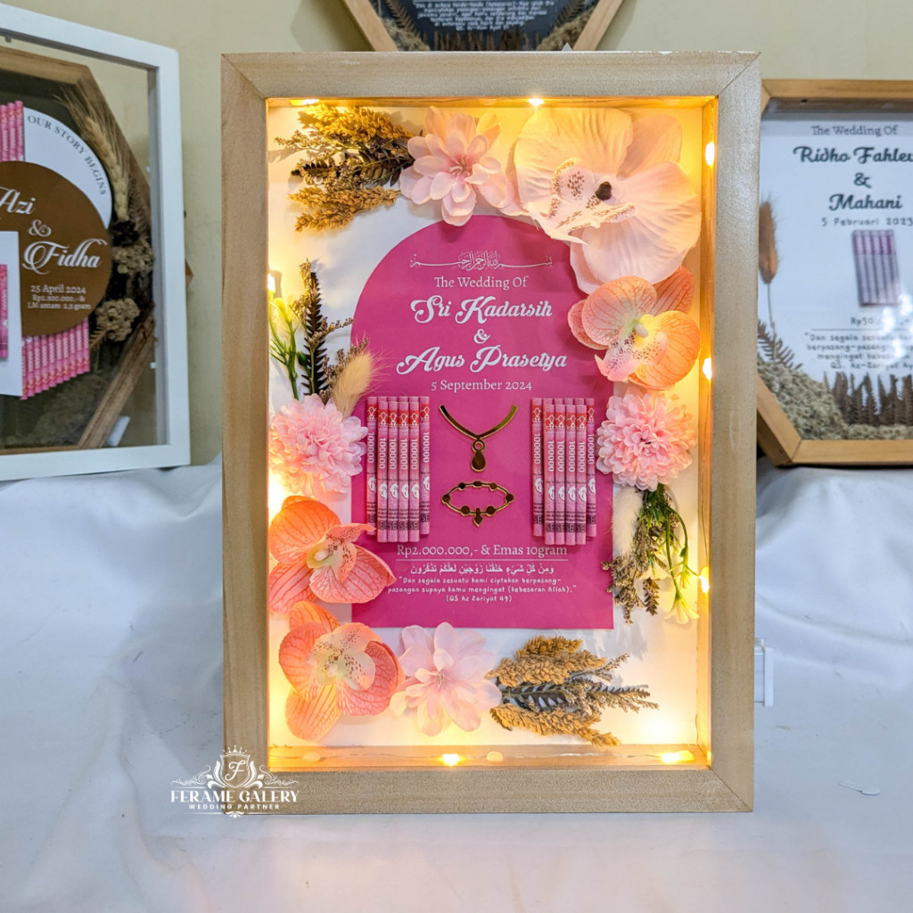 Mahar Pernikahan Rustic Bunga Anggrek Bingkai 30x40/Frame Mahar Nikah