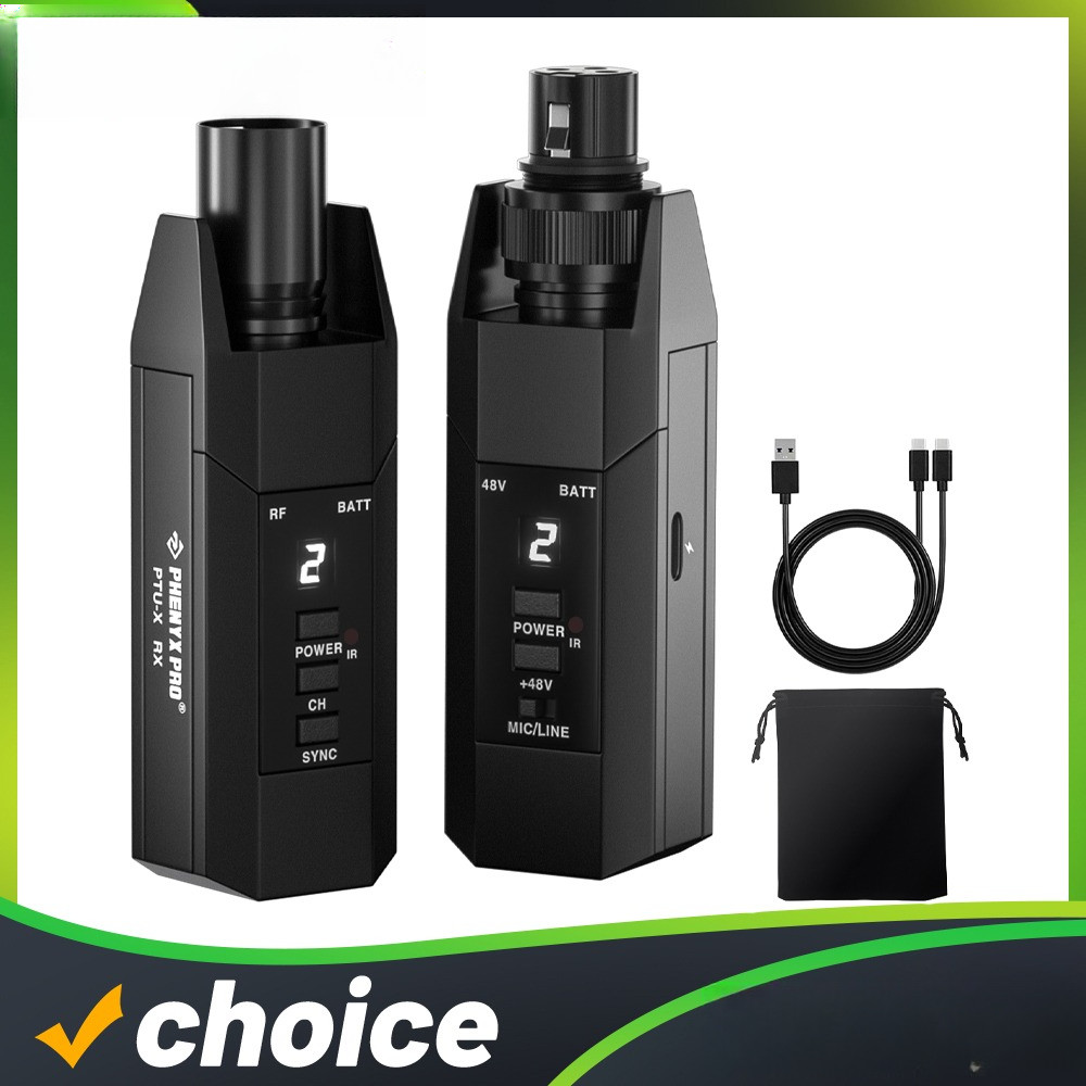 Pro PTUX Plugon XLR Wireless Transmitter Receiver System, WiredtoWireless XLR Microphone Adapter, 16
