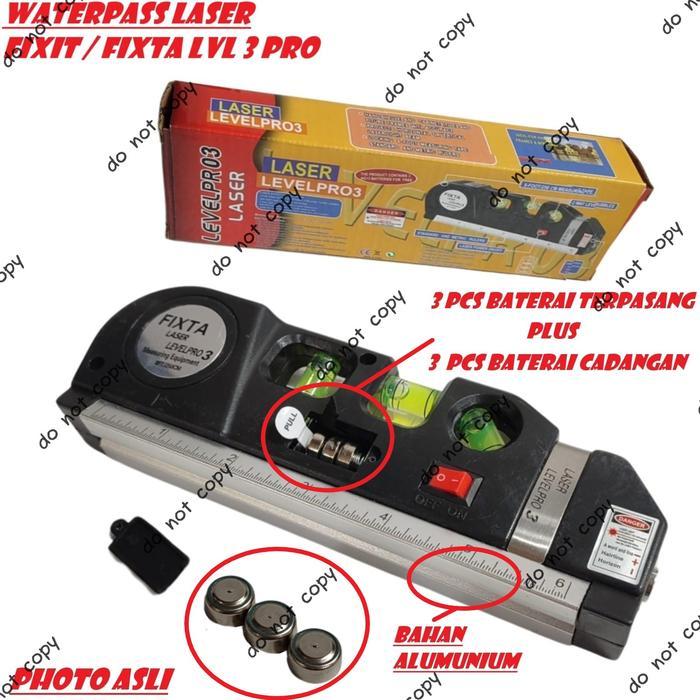 Waterpass Fixit Level Pro 3 Water Pass Meteran Laser up to 250 Cm