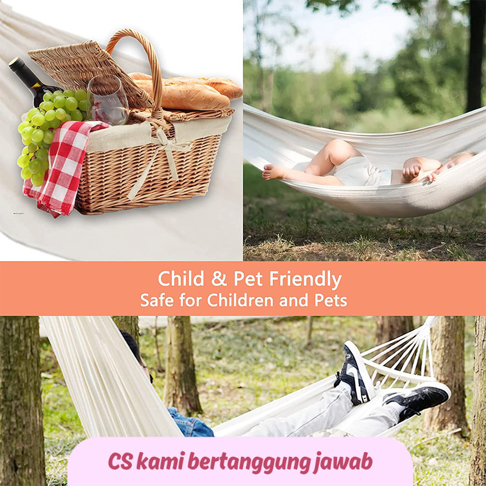 SS Portable 2 Person Hammock Colorful Stripe Hammocks Swing with Spreader Bar Carry Bag for Patio La