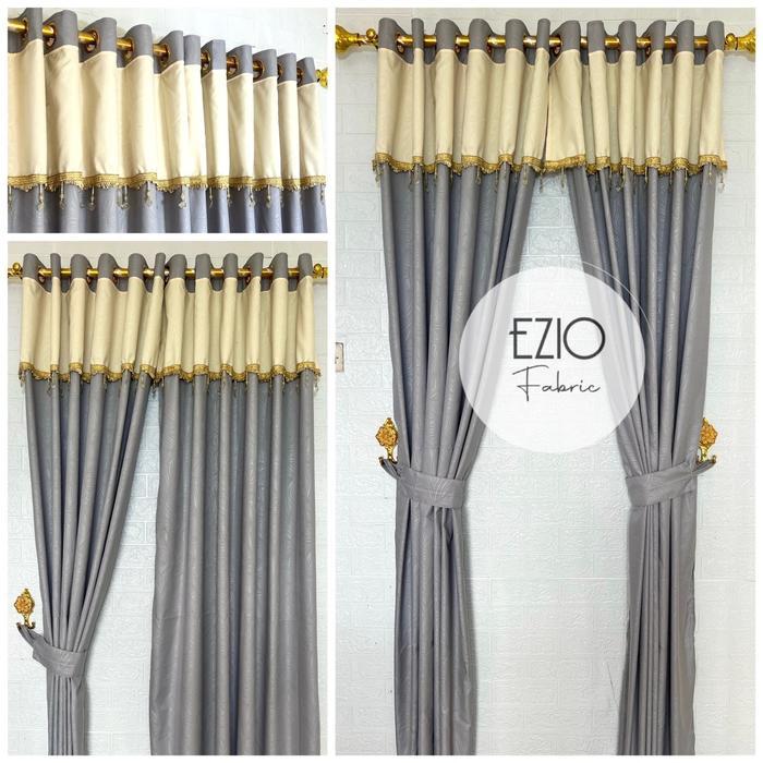 GORDEN RUMBAI PONI KRISTAL MODEL SMOKRING MINIMALIS MEWAH Katun Renda Renda - Rumbai Abu Tua Terlari