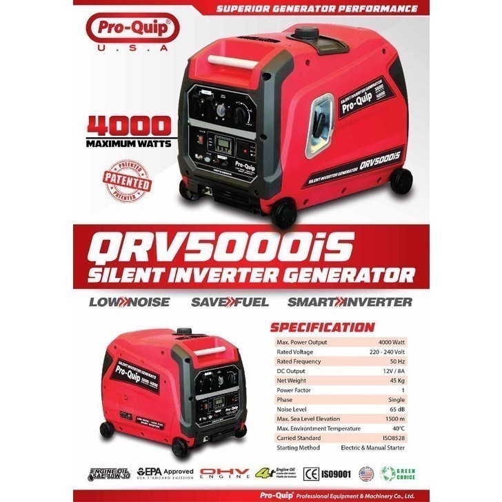 Genset Proquip Silent Inverter 4000 Watt QRV 5000 IS