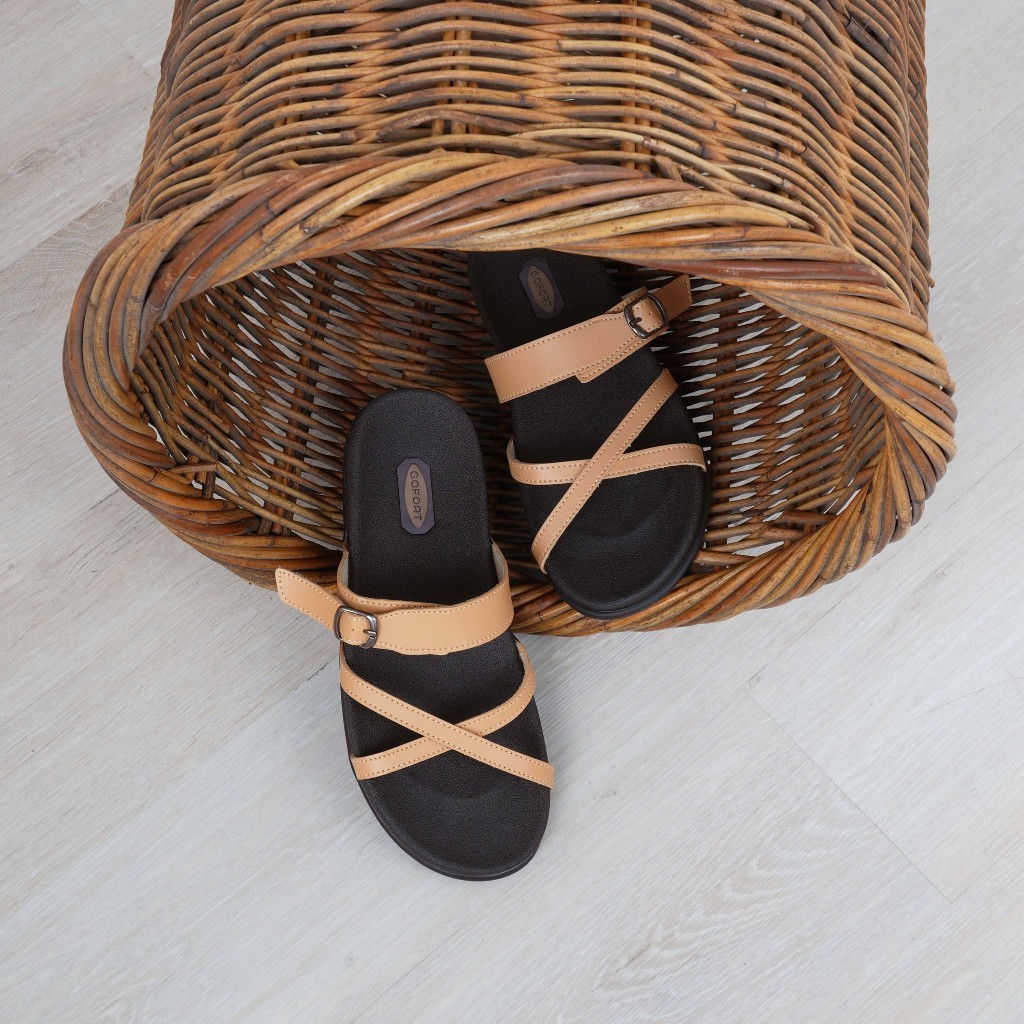 Gofort Sandal Wanita Tali Gesper Sabuk Odelia Beige