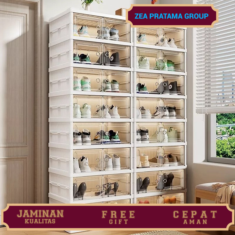 Kotak Sepatu Transparan Lipat Acrylic Kotak Sepatu Lipat
