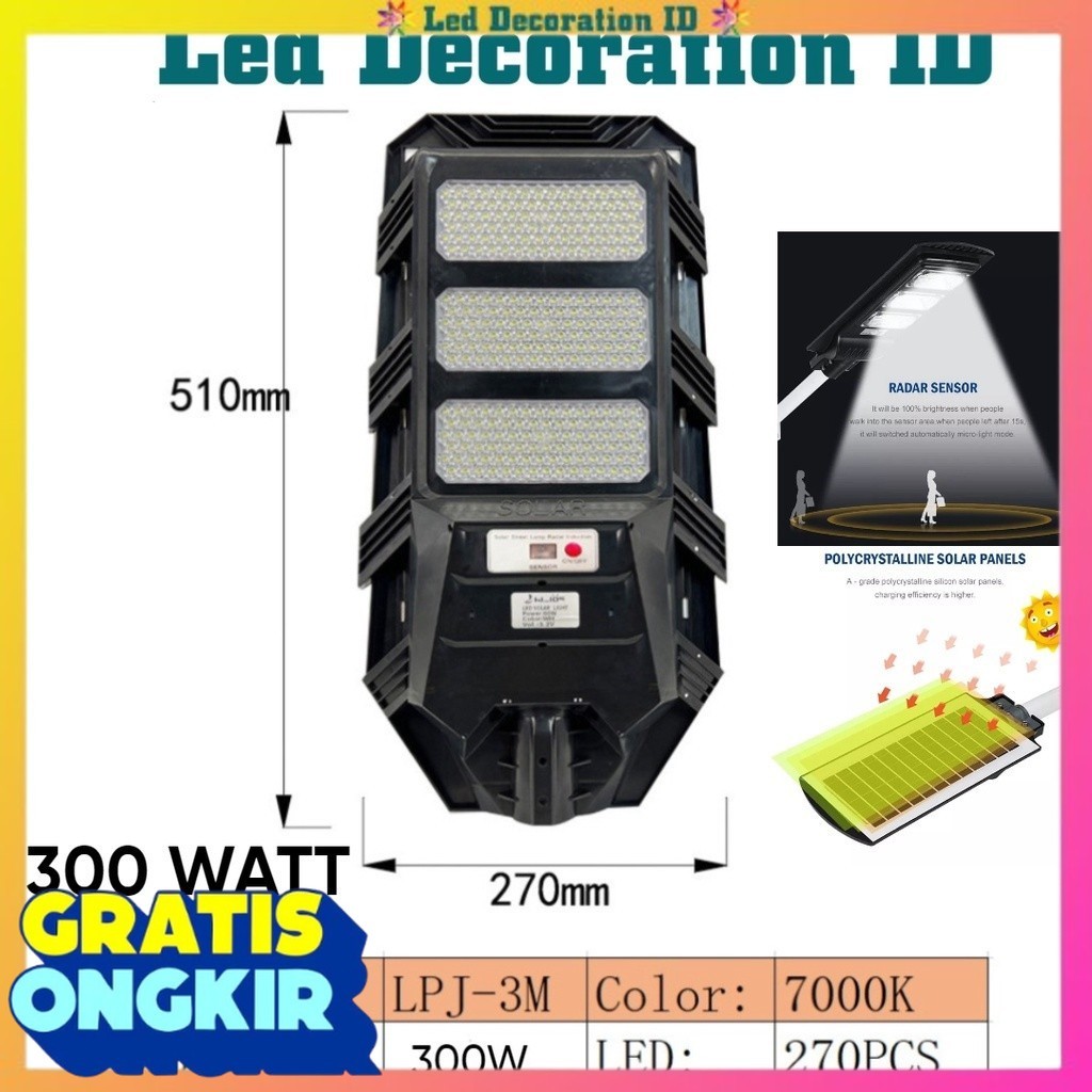 LAMPU JALAN PJU SOLAR PANEL 300W / LAMPU PJU TENAGA SURYA