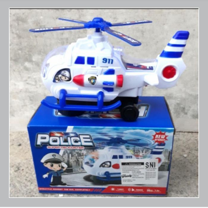 mainan helicopter polisi/mainan anak - polisi biru