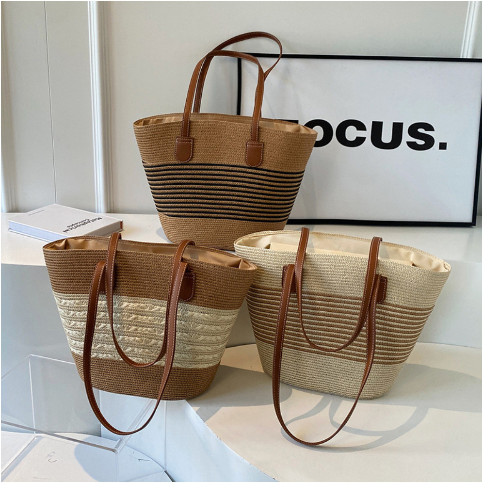 Tas Anyaman Wanita Import Premium / Tas Jerami / Tas Bali / Tas Pantai / Summer Shoulder Tote Bag