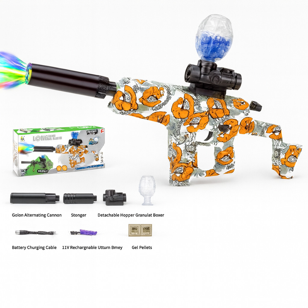 Mainan Anak Tembakan Gel Blaster Elektrik Kriss Vector Uzi + LED (D-6654) Semi Auto