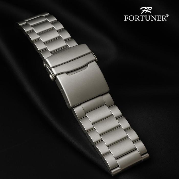 Fortuner Rantai Jam Tangan Stainless Steel Ukuran 22 24 26 mm Panjang 19cm Silver Hitam Tanpa Logo 1