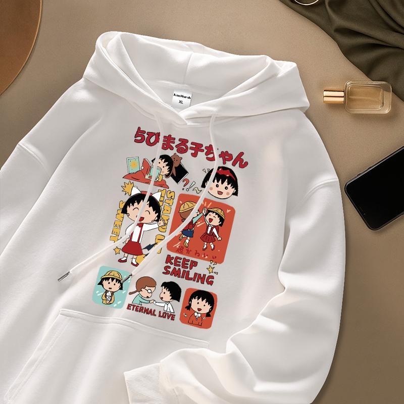 Kaos Murah Id - Hoodie Lengan Panjang Oversize Korean Style | Kartun Chibi Maruko-Chan | Unisex Keki