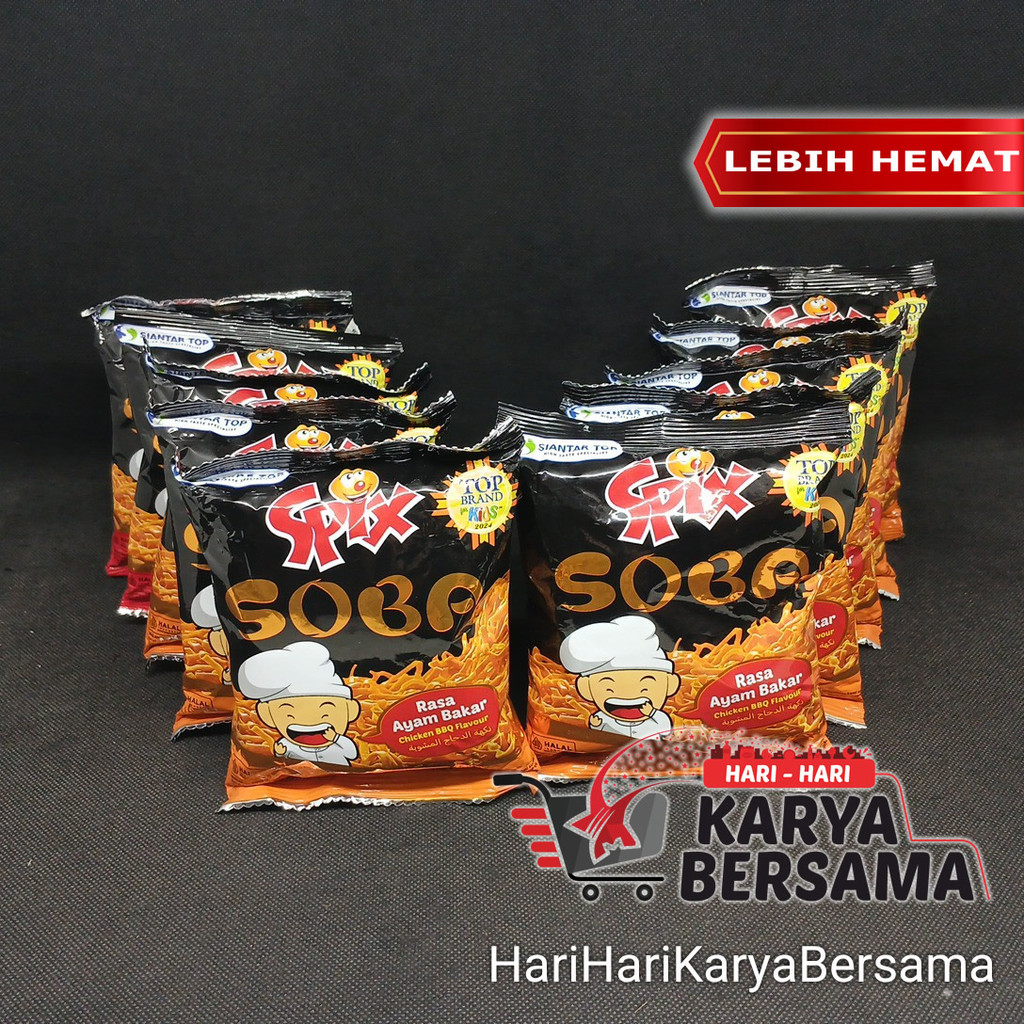 MAKANAN RINGAN SNACK SIANTAR TOP SPIX SOBA RASA AYAM BAKAR PACK 10'S X 21GR