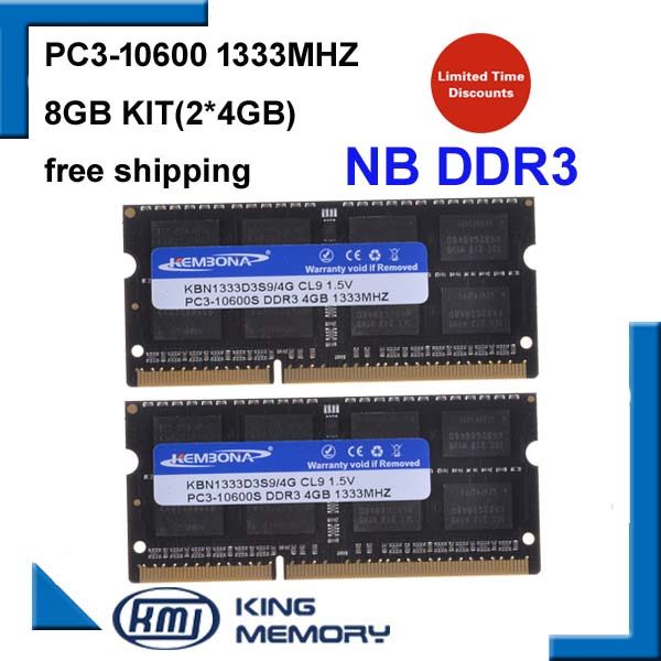 DDR3 1333Mhz 8GB (Kit of 2,2X 4GB) PC310600 1333D3S94G Brand New SOMM Memory Ram memoria ram For Lap
