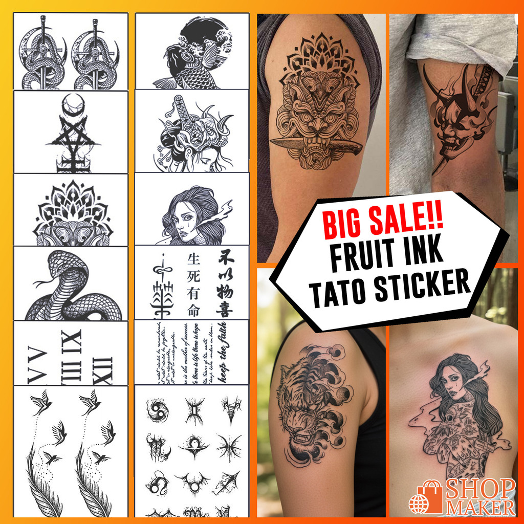 Big Sale Tato FRUIT INK Stiker Semi Permanen Fruit Ink 18x11CM