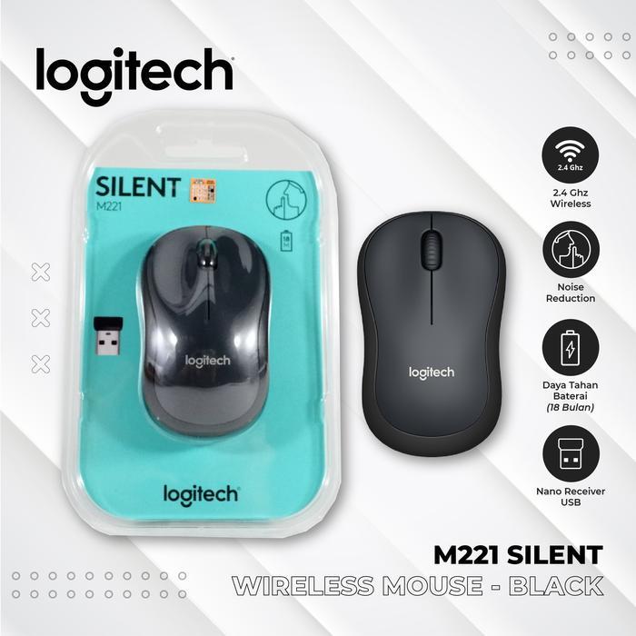 Mouse Optical Logitech M221 / M 221 silent mouse - Hitam