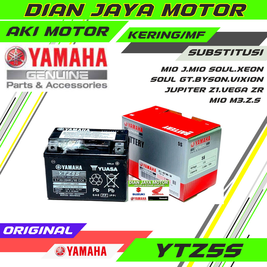 Aki Accu Motor Original YTZ5S Yamaha Vixion Mio J Fino125.Bison Soul Gt X Rade Xeon. Beat Vario Scoo