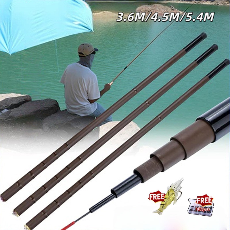 Sougayilang Joran Pancing 3.6M 4.5M Ultra-Keras Pancing Portabel Serat Karbon Teleskopik Joran Tegek