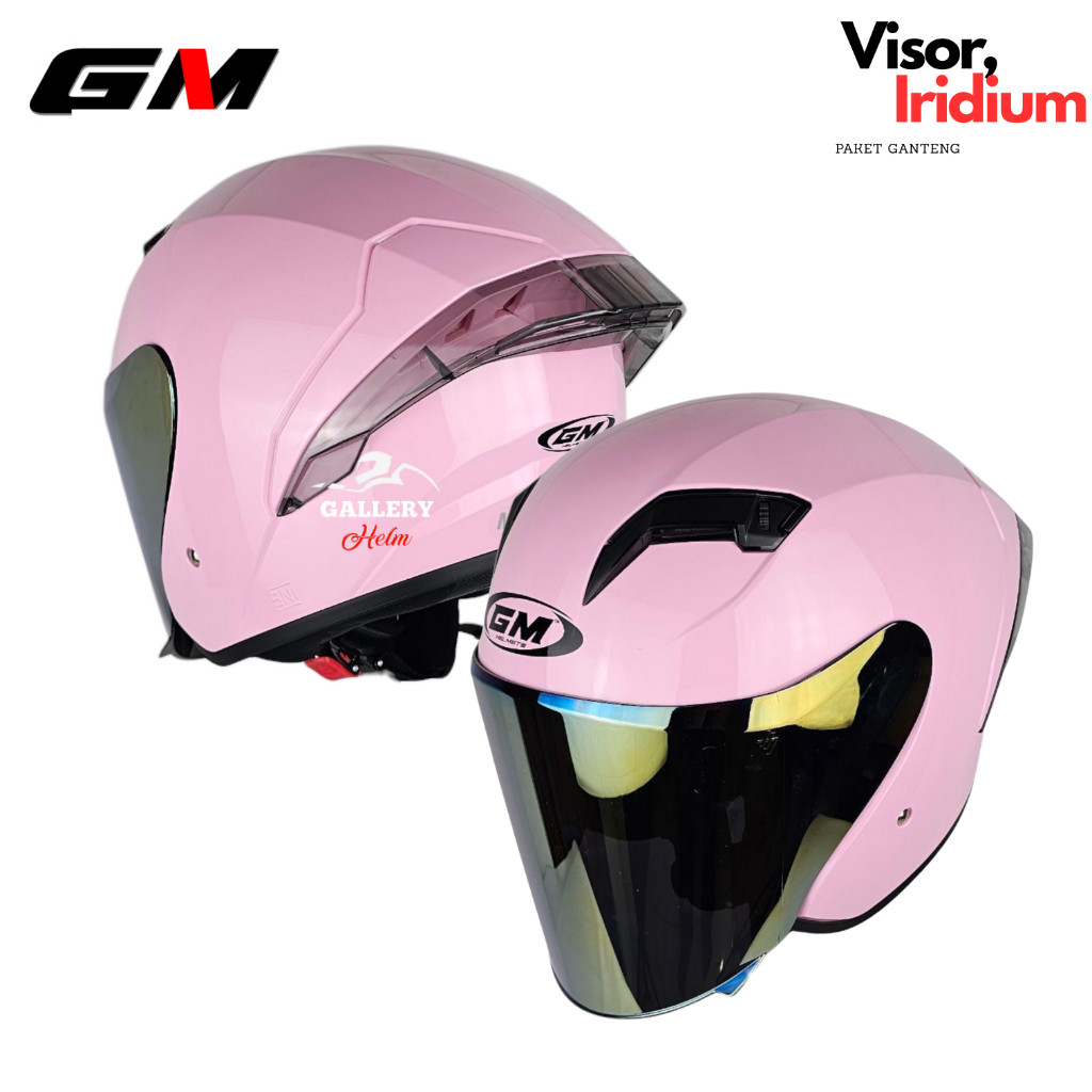 HELM GM G2 SOLID | PINK OR| G-2 SINGLE VISOR SNI ORIGINAL VISOR IRIDIUM ORIGINAL