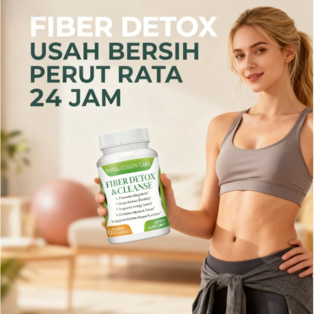 Fiber Detox Capsule - Suplemen Detoks Usus, Atasi Perut Kembung & BAB Tidak Lancar, Psyllium Husk + 