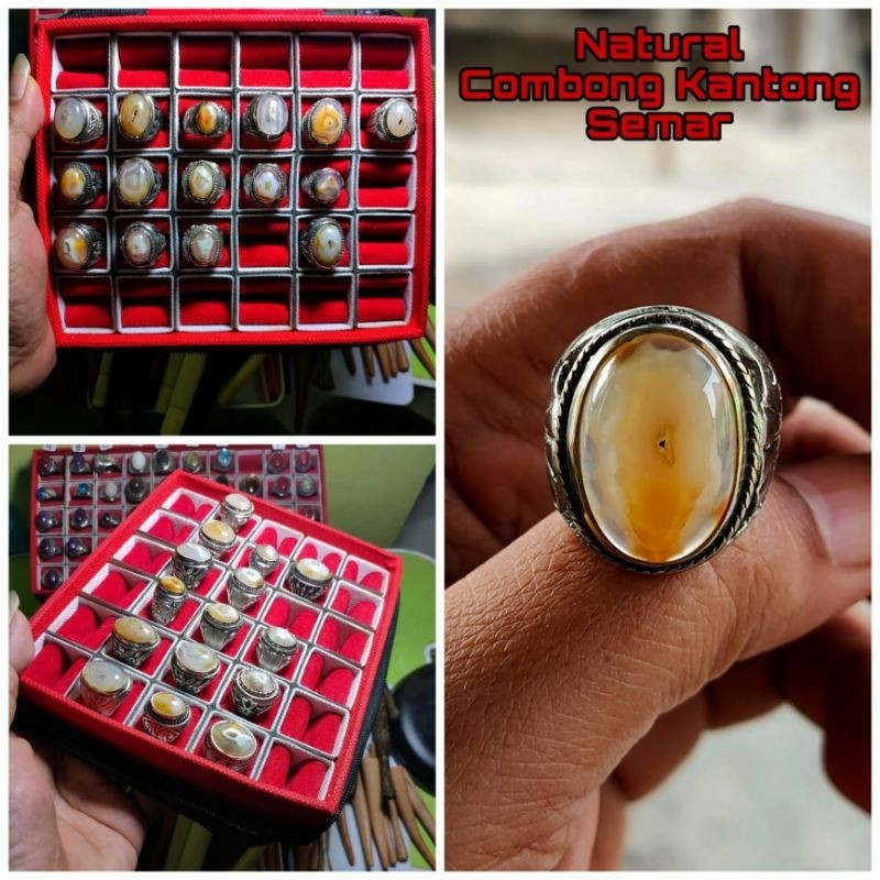Cincin batu akik Combong Kantong Semar Natural Alam Energik