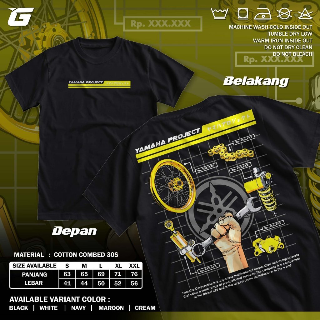 Kaos Racing Yamaha Project Machine Shock Baju Distro Motor Herex Mekanik Tshirt Otomotif GBA3826